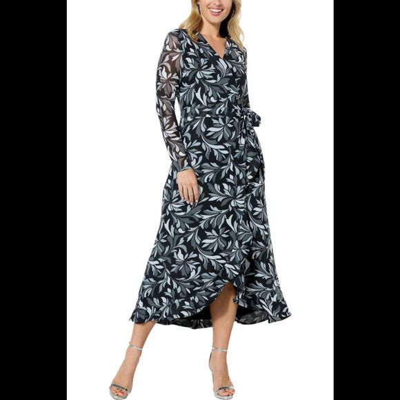 CWonder by ChristianSiriano Mesh Ruffle Hem Dress Wild Tulip Black - Regular - Picture 1 of 1